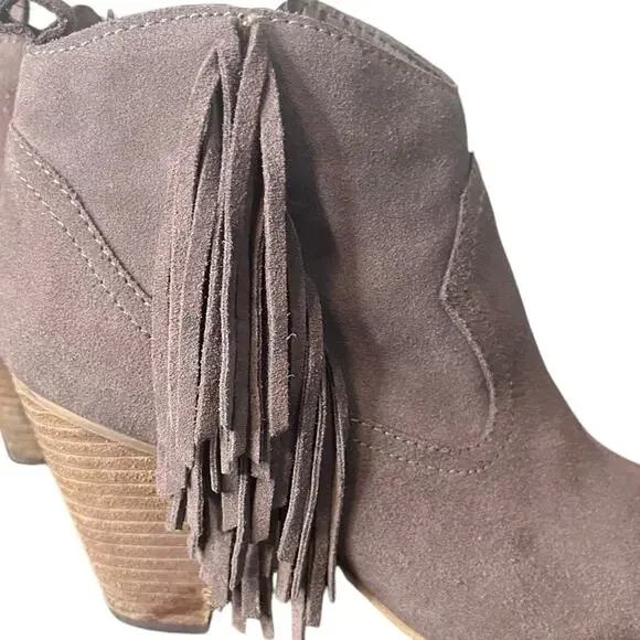 STEVE MADDEN Ohio Taupe Leather Western Boots w/Fringe Women's Size 9 - Picture 4 of 7